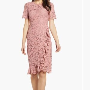 Rachel Parcell Ruffle Front Lace Sheath Dress
